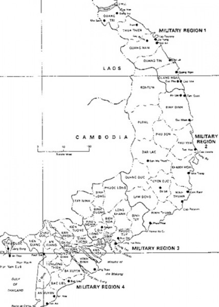Podział  administracyjny Republiki Południowego Wietnamu w latach wojny. Baza  Phan Rang położona w prowincji Ninh Thuan