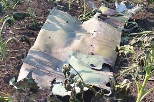 Fragment wraku samolotu szturmowego Su-25SM, który rozbił się wczoraj w obwodzie rostowskim / Zdjęcie: Shot