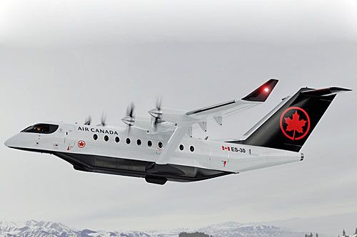 Wizja 30-miejscowego regionalnego samolotu pasażerskiego z napędem elektrycznym Heart ES-30 w barwach Air Canada / Ilustracja: Heart Aerospace