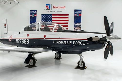 Pierwszy samolot Beechcraft T-6C Texan II przekazany oficjalnie Tunezji. Na razie pozostaje on na terenie USA / Zdjęcie: Textron