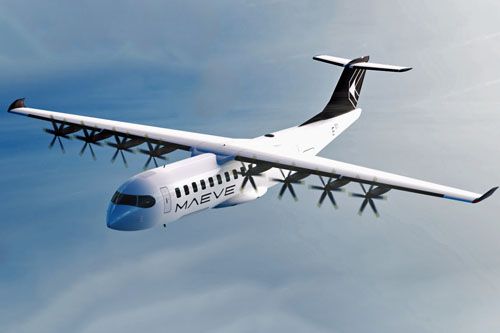 Wizja w pełni elektrycznego regionalnego samolotu pasażerskiego Maeve 01 / Ilustracja: Maeve Aerospace