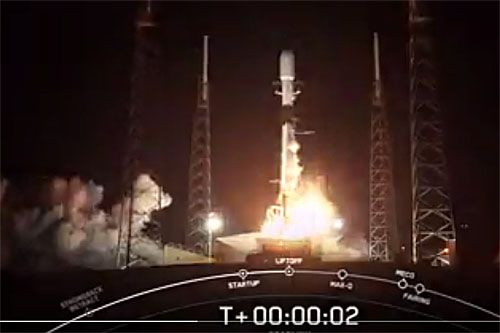 Rakieta nośna SpaceX Falcon 9 startuje z 56 satelitami konstelacji Starlink, 14 maja 2023, 1:03:30 EDT / Zdjęcie: SpaceX