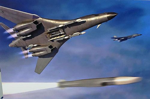 Wizja wykorzystania LAM pod bombowcem B-1B / Ilustracja: via Air & Space Forces Magazine