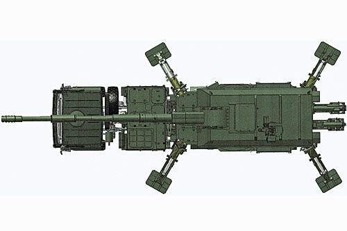 Układ konstrukcyjny haubicy na podwoziu kołowym 2S35-1 Koalicja-SW-KSz / Ilustracja: Twitter