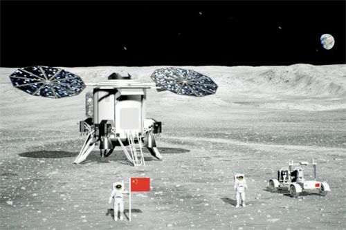 Wizja tajkonautów po wylądowaniu na powierzchni Księżyca / Ilustracja: Twitter – CMSA