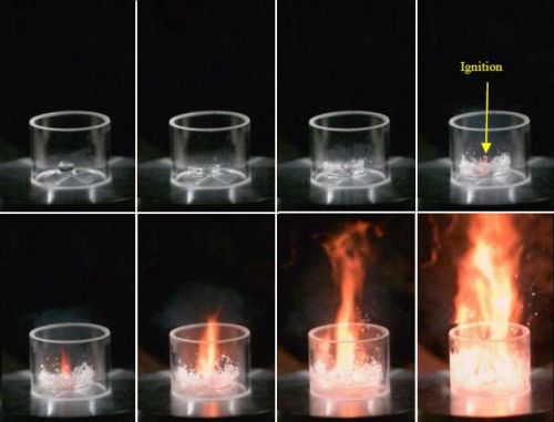 Drop Test – eksperyment ukazujący hipergoliczną naturę nowo rozwiniętego paliwa w kontakcie z nadtlenkiem wodoru o stężeniu 98%