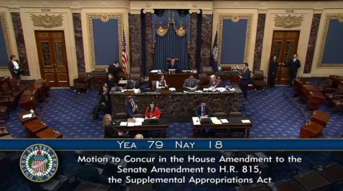 Pakiet ustaw o pomocy zagranicznej poparło 79 senatorów, a 18 głosowało przeciw / Zdjęcie: X