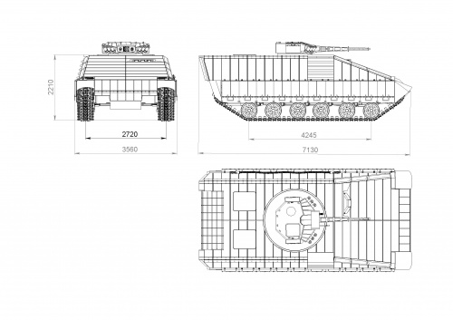 Najnowszy wariant projektu ciężkiego wozu bojowego na odwróconej platformie wozu T-64