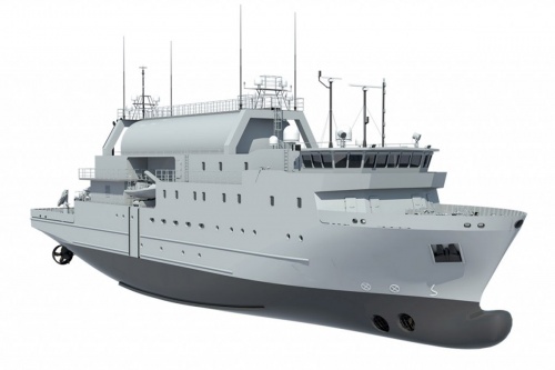 Wizualizacja przyszłego okrętu rozpoznania radioelektronicznego marynarki wojennej Szwecji / Ilustracja: Saab