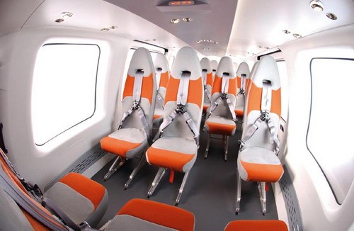 W kabinie pomieści się maksymalnie 16 pasażerów. Zbiorniki paliwa umieszczono pod podłogą, zwiększając bezpieczeństwo ludzi w przypadku awaryjnego lądowania