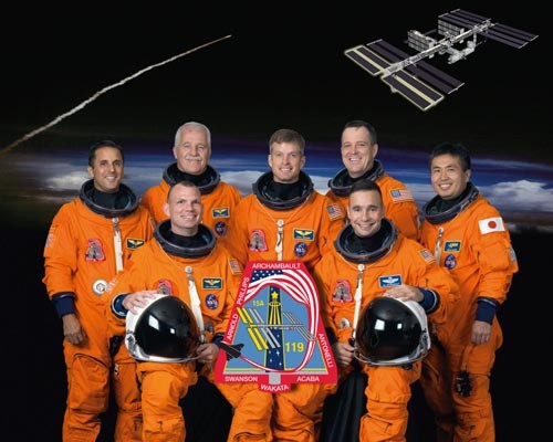 Załoga pierwszej misji roku 2009, z prawej Japończyk Koichi Wakata, który pozostanie na stacji ISS / Zdjęcie: NASA