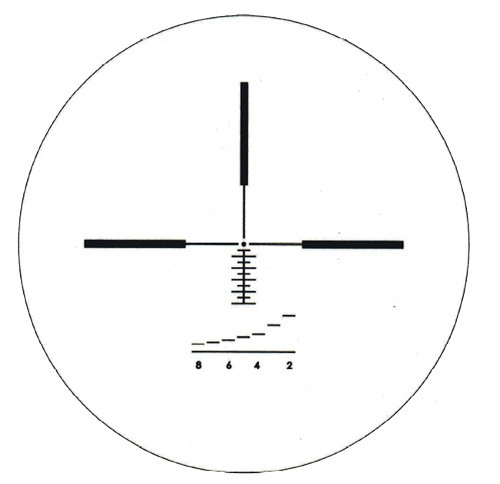 IOR 4-14x56 oferowany jest jedynie z siatką MP-8H (HR-5), z zielonym kolorem podświetlenia krzyża celowniczego /Rysunek: IOR