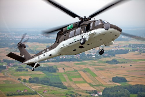 Śmigłowiec  Sikorsky S70i Black Hawk przeznaczony dla Arabii Saudyjskiej, podczas  prób w locie / Zdjęcie: Mariusz Adamski
