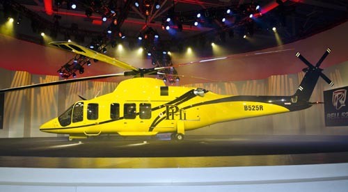 Pełnowymiarowa makieta Bella 525 została zaprezentowana w barwach  przedsiębiorstwa PHI, którego przedstawiciele brali czynny udział w  opracowywaniu projektu śmigłowca / Zdjęcie: Bell Helicopter 