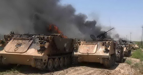 Większość pozostawionych przez irackich żołnierzy pojazdów została ograbiona z uzbrojenia oraz przewożonego paliwa i podpalona. Choć nie wszystkie..