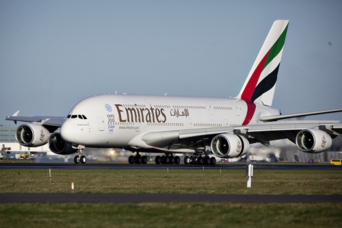 A380 ląduje w porcie lotniczym Kopenhaga-Kastrup. Stolica Danii to 36. destynacja Emirates, do której latają największe samoloty pasażerskie świata / Zdjęcie: Emirates