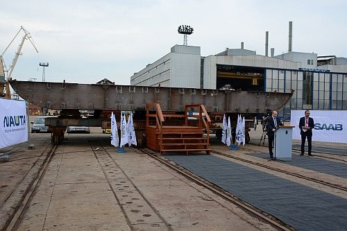 Ceremonia położenia stępki pod szwedzki okręt rozpoznania radioelektronicznego w PGZ Stoczni Wojennej w Gdyni / Zdjęcia: Przemysław Gurgurewicz