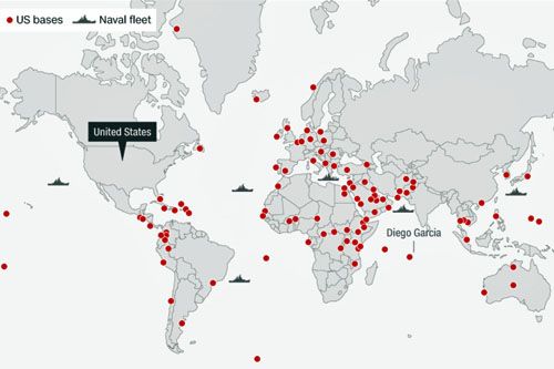 Znalezione obrazy dla zapytania bazy wojskowe USA na świecie, mapa