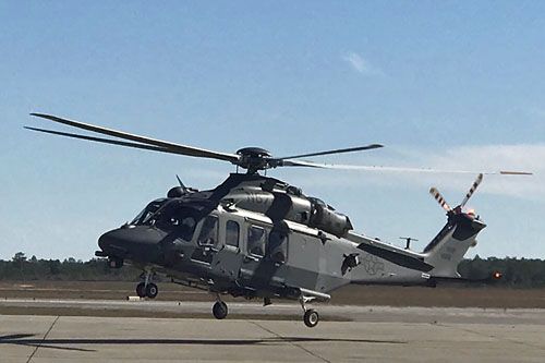 Pierwszy z zamówionych dla US Air Force Global Strike Command śmigłowców MH-139A Grey Wolf ląduje na lotnisku Duke Field w bazie lotniczej Eglin na Florydzie / Zdjęcie: USAF GSC
