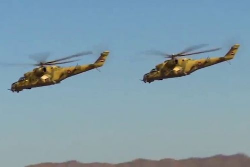 Para egipskich Mi-24W biorących udział w ćwiczeniach Qadir 2020 / Zdjęcie: MO Egiptu