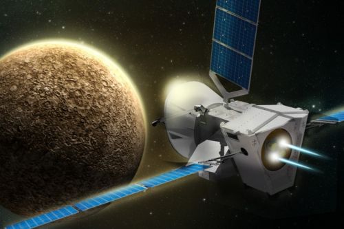 W takcie podróży do celu statek kosmiczny misji BepiColombo pokona 8,6 mld km, 18 razy okrążając Słońce, zanim dotrze na orbitę Merkurego i zacznie naukową eksplorację planety / Ilustracja: Airbus 