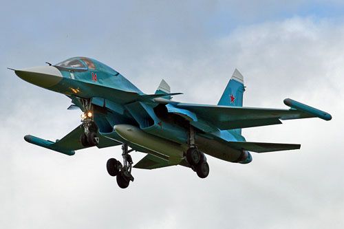 Bombowiec frontowy Su-34, nr seryjny 11-07 (samolot T-10W-136), nr burtowy 14 czerwony, przekazany WKS FR w połowie lipca 2020 / Zdjęcie: VVN – russianplanes