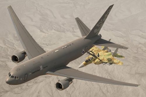 Według Chejl ha-Awir KC-46A może przenieść 30% więcej paliwa niż Boeing 707 Re'em i w porównaniu z nim zużywa 30% mniej nafty / Ilustracja: MO Izraela 
