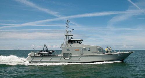 FPB 98 MKI jest lekką aluminiową łodzią patrolową o długości 32 metrów. Może operować na płytkich wodach przybrzeżnych / Zdjęcie: OCEA