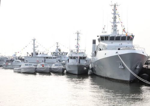 Nowe okręty, kutry i łodzie nigeryjskiej marynarki wojennej w Naval Dockyard w Lagos / Zdjęcie: MW Nigerii