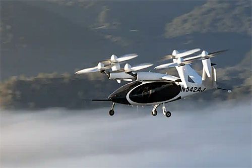 Prototyp samolotu Joby eVTOL w locie testowym nad chmurami / Zdjęcie: Joby Aviation