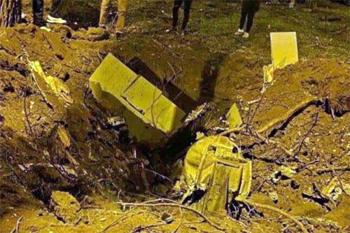Szczątki ukraińskiego rozpoznawczego bsl Tu-141, który rozbił się wczoraj nad przedmieściami Zagrzebia. Dobrze widoczna charakterystyczna klapolotka / Zdjęcie: Twitter