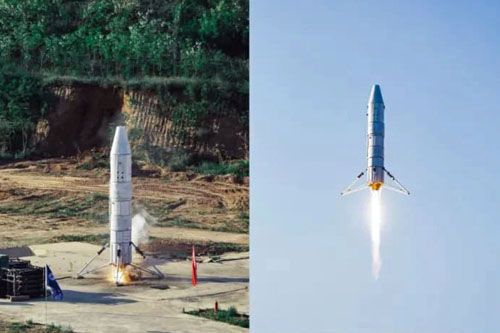 Prototyp rakiety Xingyun-M1 startuje do lotu testowego, w którym osiągnie wysokość około kilometra / Zdjęcia: Deep Blue Space