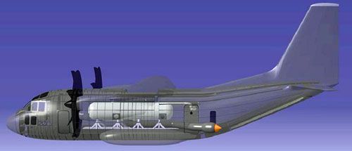 Konfiguracja samolotu C-27J wyposażonego w modułowy system drugiej generacji MAFFS II / Ilustracja: Leonardo
