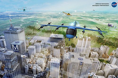 Kompania Narodowa NASA AAM (Advanced Air Mobility) obejmuje wiele koncepcji pojazdów latających i ich potencjalnych zastosowań zarówno do komunikacji lokalnej, jak regionalnej / Ilustracja: NASA