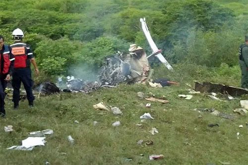 Szczątki samolotu Learjet 55C, który rozbił się wczoraj w Wenezueli / Zdjęcie: Twitter – eldiario