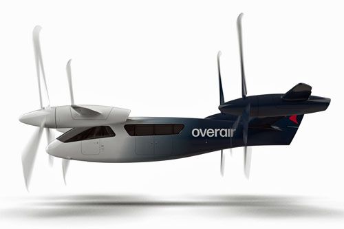 Wizja samolotu eVTOL Overair Butterfly w locie poziomym / Ilustracja: Overair
