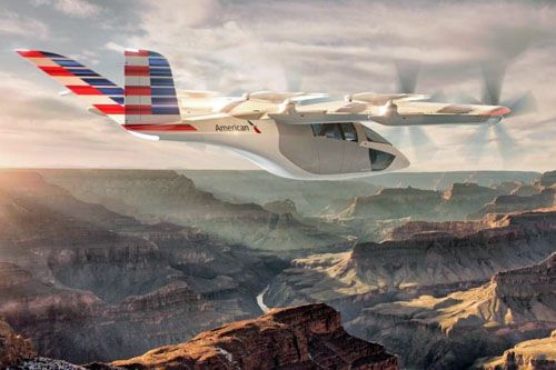 Wizja samolotu eVTOL VX4 w barwach American Airlines / Ilustracja: Vertical Aerospace