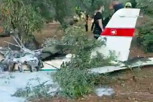 Szczątki samolotu Tecnam P92, który rozbił się dziś rano na północy Izraela / Zdjęcie: via Twitter