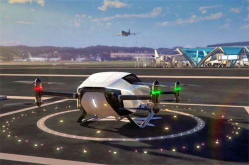Wizja latającego samochodu eVTOL Xpeng X2 w przyszłej eksploatacji / Ilustracja: Xpeng Motors