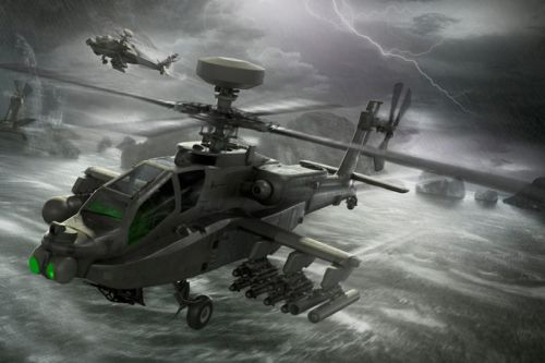 Wizualizacja zmodernizowanego AH-64 Apache. Najbardziej widoczną zmianą są skrzydła o większej rozpiętości, pod którymi można zabudować 3 belki uzbrojeniowe i zmieniony kształt osłony anteny radaru Longbow / Ilustracja: Boeing 