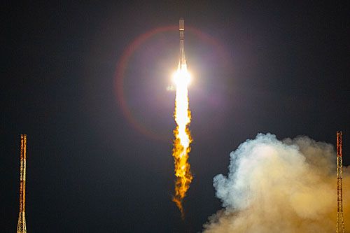 Rakieta nośna Sojuz-2.1b z blokiem przyspieszającym Friegat-M startuje ze stanowiska 1S kosmodromu Wostocznyj, 22 października 2022, 22:57:09,456 czasu moskiewskiego / Zdjęcie: Roskosmos