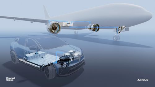 Współpraca Airbusa i Grupy Renault w zakresie elektryfikacji statków powietrznych i pojazdów odegra ważną rolę we wprowadzaniu zmian w branży transportowej, skutecznie przyczyniając się do osiągnięcia zerowej emisji netto do 2050, zarówno w sektorze motoryzacyjnym, jak i lotnictwie / Ilustracja: Airbus