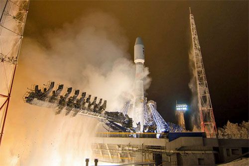 Rosyjska rakieta nośna Sojuz-2.1b startuje z kosmodromu w Plesieck z satelitą rozpoznania radioelektronicznego Lotos-S1 nr 807 / Zdjęcie: MO FR