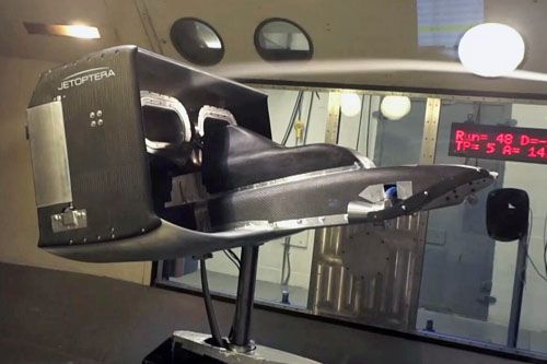 Model samolotu Jetoptera z Fluidic Propulsion System wykorzystywany w badaniach w tunelu aerodynamicznym / Zdjęcie: Jetoptera