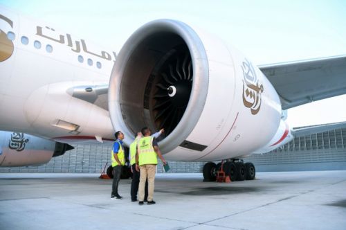 Silnik GE90 użyty do próby zasilania 100-% paliwem / Zdjęcie: Emirates 