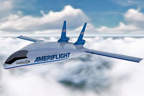 Wizja autonomicznego samolotu transportowego Natilus Kona w barwach Ameriflight / Ilustracja: Natilus