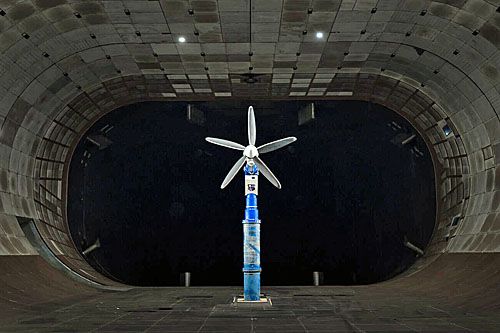 Śmigło do samolotu eVTOL Joby Aviation w tunelu aerodynamicznym National Full-Scale Aerodynamic Complex w NASA Ames Research Center / Zdjęcie: Joby Aviation