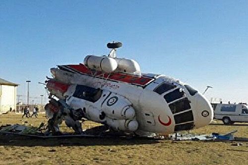 Wrak śmigłowca Mi-171E, który rozbił się 23 lutego 2023 w Baft w Iranie / Zdjęcie: Twitter