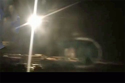 Moment trafienia ukraińskiego bsl nad wioską Nowooziernyj na zachodzie Krymu. Znajduje się tam duża rosyjska baza wojskowa – 943. CZMR / Zdjęcie: kadr z filmu opublikowanego przez Krymskij wietier