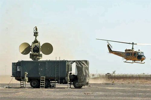 Irański mobilny system walki radioelektronicznej Cobra V8 oraz śmigłowiec Bell 205 wyposażony w system wre / Zdjęcie: X (d. Twitter)
